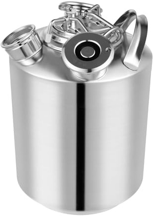SICHENSH 10L Edelstahl Reinigungsfass, 3-Kopf Edelstahl Bierleitungsreinigungsgerät, Zapfanlage Reinigungsset Bierfass mit Deckel für Bierzapfanlage, Inklusive A- und S-Typ Fass-Speere