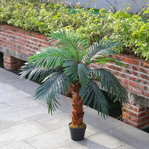 INMOZATA Artificial Plants 100cm/3.3ft Artificial Trees Outdoor Indoor Fake Palm Tree for Garden Front Door Decoration