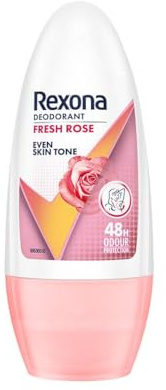 Rex-ona Fresh Rose Roll-On Deodorant for Women, 50 ml, Pack of 3, Alcohol-Free with Glycerine, Antiperspirant for Even Skin Tone