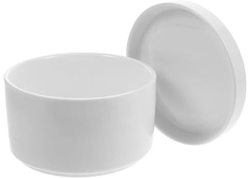Mikinona Gewürzschale 1 Stück mit Deckel, Weiß, Keramik, Versiegelt | Porzellandose mit Deckel, Einfache Form, Hält Lebensmittel Warm und Frisch, Vielseitig Einsetzbar