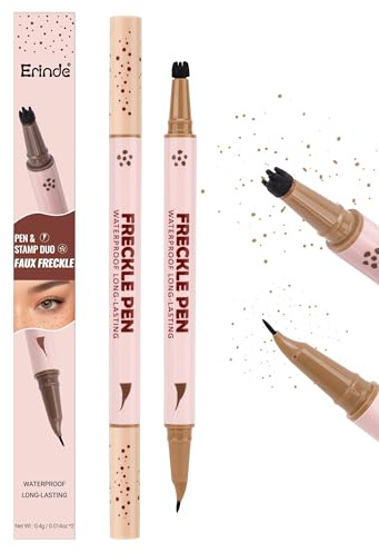 Erinde Rotulador de pecas 2 en 1, sello de pecas y pecas, resistente al agua y duradero, con punta precisa de 15°, bolígrafo de tatuaje realista natural #01