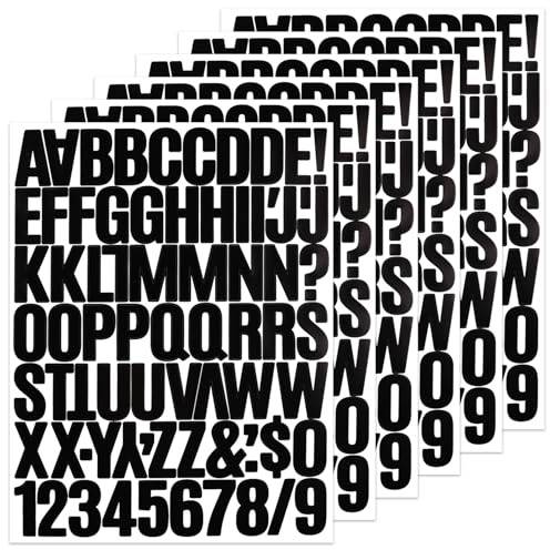 BINLINHONGO 426 Alphabet Number Stickers, 6 Sheets 1.5 Inches Self-Adhesive Vinyl Letter Sticker Decals for Scrapbooks, Signs, Envelopes, Water Bottles, Gift Decor - Black