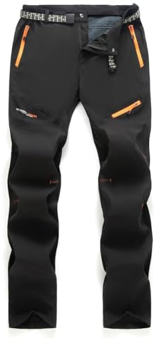 BWBIKE Pantalones de Esquí de Forro Polar para Hombre al Aire Libre Pantalones de Trabajo de Nieve Aislantes Resistentes al Agua para Invierno Cálidos y Espesados con Bolsillos con Cremallera