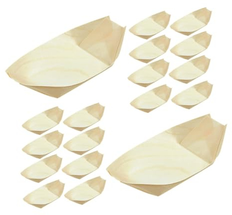 Gatuida 200 Piezas Platos de Madera con Diseño Barco Japonés Bandejas para Aperitivos y Snacks como Sushi Hamburguesas Hot Dogs para Fiestas y Picnics