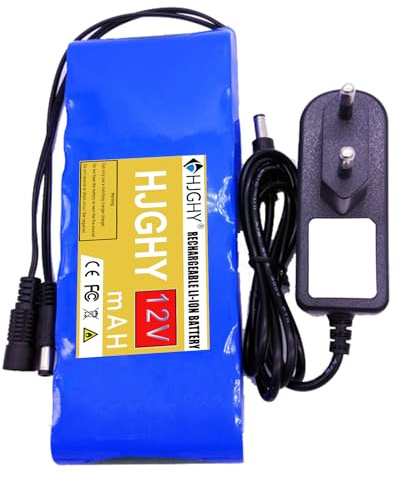 HJGHY PVC Battery Pack 12V 9800mAh Lithium Battery 12V Outdoor Portable Batteries with DC Charger 12 Volt Replacement Batteries for LED Lights/Speaker