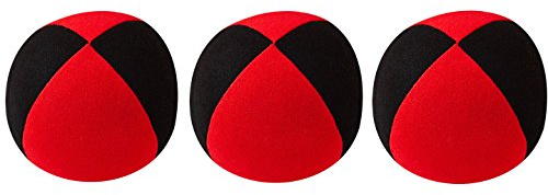 Jonglierball 3 Set Beanbag Superior (Velours) 67mm, schwarz-rot