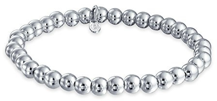Bling Jewelry Simple Plain Round Stackable .925 Sterling Silver Bead Ball Strand Stretch Bracelet For Women 6 8 10 MM 7.5 8 8.5 9 Inch