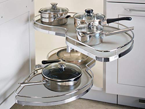 SOTECH Kesseböhmer Eckschrank Schwenkauszug LeMans II 450 mm Rechts | Eckschrank Beschlag inkl. Antirutschmattenset Orga-Grip Silbergrau von SOTECH
