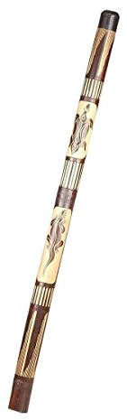 Didgeridoo Bambus Holz Aborigini bemalt geschnitzt Instrument fair Gecko Schildkröte Dot Painting (geschnitzt braun)
