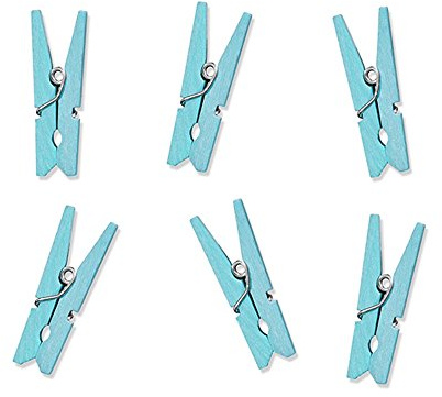 PartyDeco KLD-011J-KARTON – Lot de 20 Mini Pinces à Linge décoratives, pour la Confection de Cadeaux, baptême, Bleu