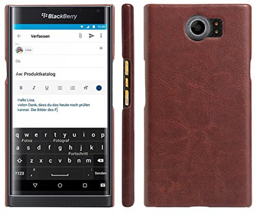 HualuBro Schutzhülle leichtem Kunstleder für BlackBerry Priv Smartphone - hohe Qualität, Ultra dünn, PU-Leder, braun, for BlackBerry Priv