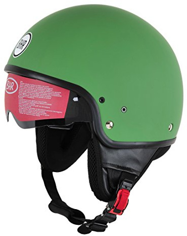 BHR Motorcykelhjälm 802, demi-typ med visir infällbar, matt grön, XL (59 cm)