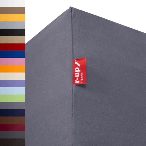 r-up Passt Spannbettaken Doppelpack 90x200-100x200 grau | 100% Baumwolle, 130g/m² Tuchgewicht, bis 35cm Höhe, viele Farben, OEKO-TEX, stressfrei auch für hohe Matratzen