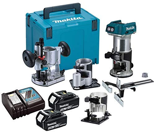 Makita DRT50RMJX3 18v Cordless Brushless Laminate Router Trimmer + Plunge Base +