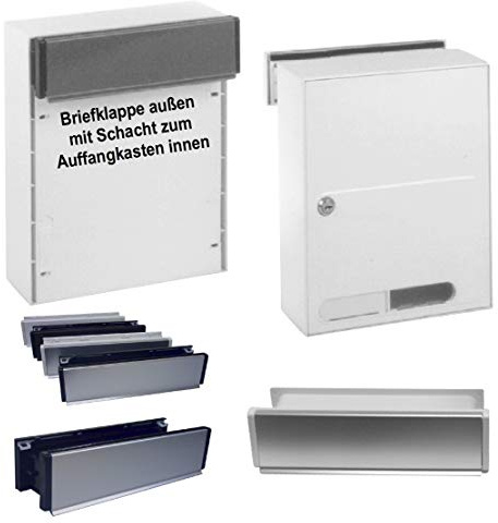 Durchwurf - Briefkasten mit Außenbriefeinwurf-Aluminium-Kunststoff-270 x 330 x 90 mm TOP (Einwurf silber - Kasten weiß)