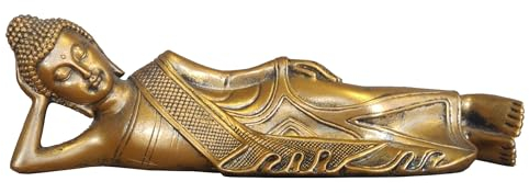 Statue Bouddha Couché – Décoration Zen et Feng Shui – Objet Porte Bonheur – Idée Cadeau Zen – Décoration Bureau, Chambre, Salon… – Longueur : 22cm – Couleur Dorée – Zen’Light