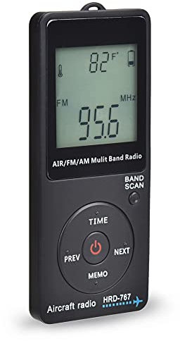Docooler HanRongDa HRD-767 FM/AM/AIR Multi Band Radio Aircraft Band Radio Receiver Blacklit LCD Display Lock Button with Headphones Lanyard Storage Bag