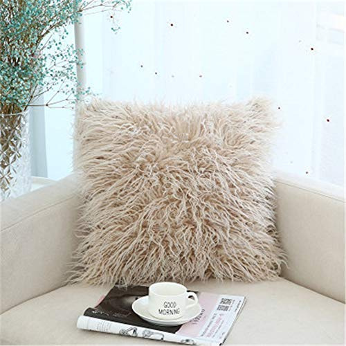 Hava Kolari Plüsch Kissenbezug Süß Sofakissen Deko Autokissen Superweich Plüsch Fellkissen, 45 * 45cm (Beige)