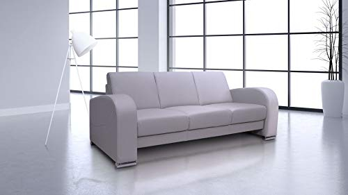 Quattro Meble Hellgraues Echtleder 3 er Sofa Oslo Extra Breite 205cm Ledersofa Echt Leder Couch große Farbauswahl !!!