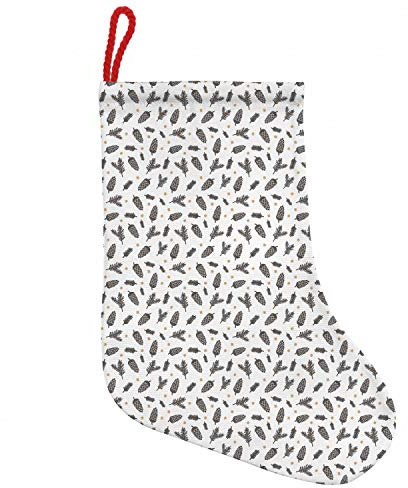 ABAKUHAUS Erdfarben Hängende Nikolausstiefel Weihnachtssocken, Kiefer Schneeflocke, Weihnachtsstrumpf zum Aufhängen, 25x35cm, Charcoal Grau Weiß