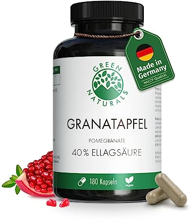 Granatapfel Kapseln - Hochdosiert: 50:1 Extrakt (=110.000mg) je Tagesdosis mit 40% Ellagsäure - Deutsche Herstellung - 100% Vegan & Ohne Zusätze - Vorrat für 2 Monate - Green Naturals®