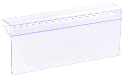 sourcing map 20 Stück Etikettenhalter 100x42mm Clip auf Regal Durchsichtiger Kunststoff für 4-8mm Glasregale