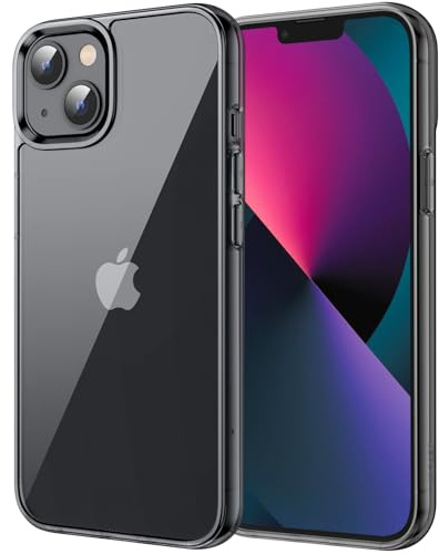 JETech Hülle für iPhone 13 mini, Anti-Vergilbung, Schwarz | Stoßschutz, Kratzfeste Harte PC-Rückseite, Robuster Transparenter TPU-Rahmen