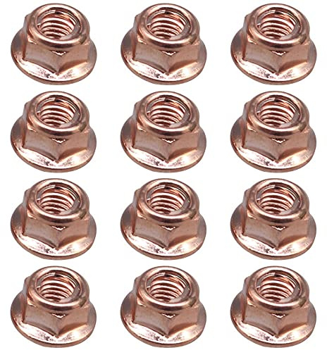 12 Pcs Car Exhaust Manifold Nuts Head Copper Nut M8 Hex Nuts Copper Self Locking Car Parts for Bmw E30 3 Series
