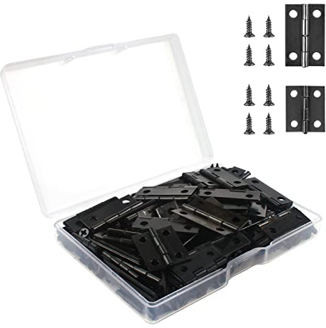 VIPMOON Kleine Scharniere Mini Scharnier Klein 24x15mm+18x15mm 70 Stk | Mit 300 Schrauben Scharnier Klein Mini Für Modellbau Juwelenkisten Schrank Schublade Kabinett und DIY Kunstwerke Schwarz