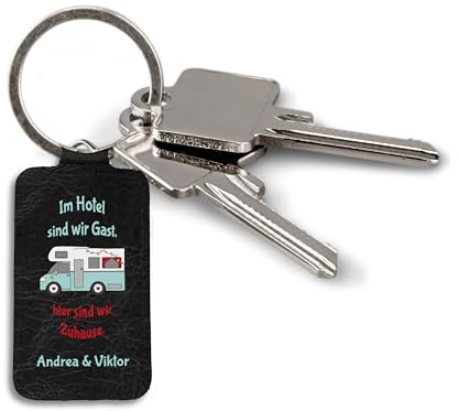 DRUC KLAUS Personalisierter Schlüsselanhänger Wohnmobil oder Wohnwagen – Individuelles Campingaccessoire - Geschenkidee für Camper
