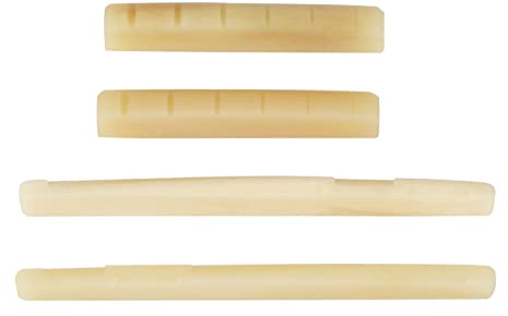 Grekywin Stegsattel für Akustikgitarre, ungebleicht, Vintage-Stil, reiner kompletter Knochen, Originalfarbe, passend für 72 mm Stegschlitz, 43 mm Halsschlitz, 2 Sets