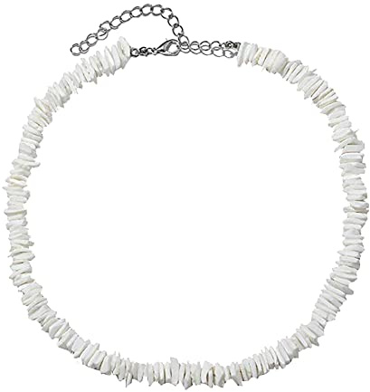 HugeDE Shell Necklace: Hawaiian Seashell Beach Beaded Choker - Adjustable Natural Summer Boho Jewelry