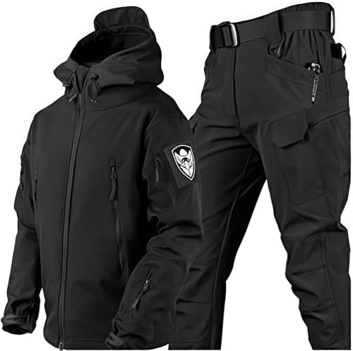 VBVARV Uniformi Tattiche Uomo Set Tute Combattimento dell'Esercito Militare Impermeabile Set Pantaloni Giacca Mimetici Softshell Vestiti Caccia,A,XL