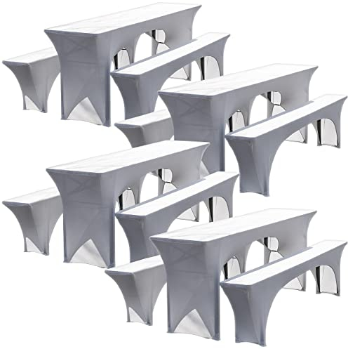 infactory Bierbank Hussen: 12-teiliges Stretch-Hussen-Set für Biertischgarnitur, weiß (Biertischhussen, Stretchhussen, Biertisch)