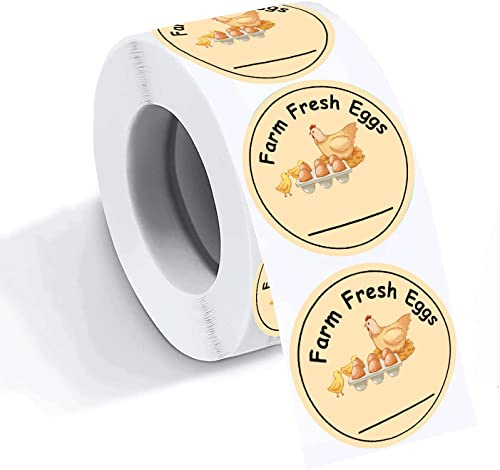 Farm Fresh Egg Labels Chicken Canning Jars Stickers 2 inch Fresh Eggs Farmer's Market Packaging Stickers Farm Fresh Eggs Carton Labels for Chicken,Quail,Egg Packaging Stickers 300 Pcs (2 inch)