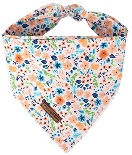 Unique style paws Hundeschal, Dreieck Pfirsich Blume Haustier Halstuch für Jungen und Mädchen, Premium Durable Fabric, Bunte Blume Hund Halstuch für mittlere und große Hunde (Klein)