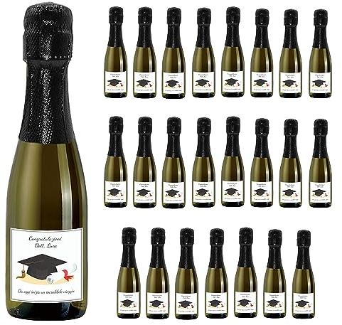 24 Bottiglie mignon di Prosecco DOC Spumante Extra Dry Personalizzato - Idea esclusiva e originale per bomboniere di laurea (Incredibile viaggio)