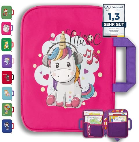 GRINSEZWERGE Tasche für TipToi im Einhorn Design I Aufbewahrung für TipToi Stift, Bücher & Zubehör I Kinder Tablet Tasche I Tragetasche für Edurino Figuren