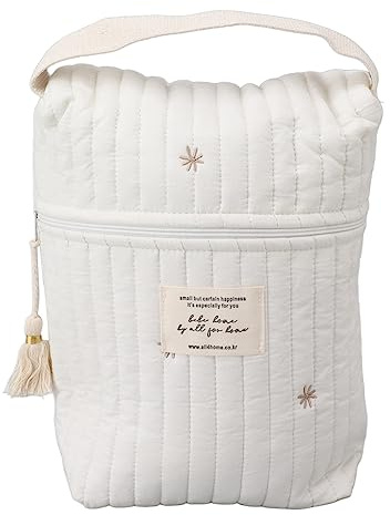 Hapivida Babyflaschentasche, Isolierte Baby Mahlzeitentasche, Tragbare Flaschentasche mit Gesticktem Muster, Faltbare Tasche für Babyflaschen, Feuchttücher, Windeln, Früchte, Getränke(B)
