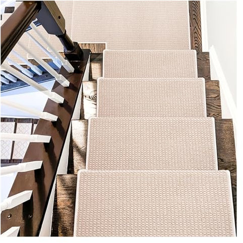 Teppich Treppenstufen Matten Stufenmatten Innen,Treppenteppich Selbstklebend Pflegeleichte,Anti-Rutsch Treppen Treppenstufen für Holzstufen,Treppenstufenauflage Weich Treppen-Teppich -Tritte ( Color :