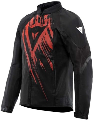 Dainese - Air Graphics Tex Jacket, Sommer Motorradjacke, belüftet und leicht, mit weichen Protektoren an Schultern und Ellenbogen, Mann, Schwarz/Rot Tarmac, 52