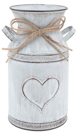 HANABASS Flower Vases For Living Room Vases for Flowers Grey Vase for Flowers with Love-Shaped Designed Vintage Vase Metal Flower Bucke for Living Room Wedding Garden Office Christmas