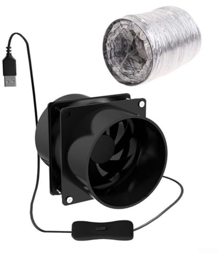 Oniissy Premium Rauchabzug, Lötrauchabsorber, effizienter USB-Lötrauchabsorber ESD Abluftventilator für Luftzirkulation, Inline-Kanalventilator (Ventilator plus 1 m Rohr)