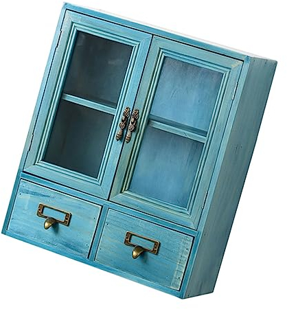 EXCEART Vintage Holz-aufbewahrungsbox Design Staubgeschütztes Organizer-duo Zweilagiger Kosmetikschrank Für Schmuck Und Kleinteile Platzsparend Robust Und Elegant Für Zuhause