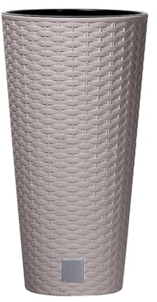 magubo Blumentopf Hoch: Stilvoller Blumentopf mit Blumenkübel, Inkl. Einsatz, Ideal als Pflanztopf oder Übertopf, Für Innen und Außen, Rattan-Optik in Premium-Qualitat (Beige, 300)