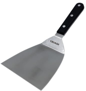 Cruash Espátula Cocina Acero Inoxidable, Pala Cocina Profesional, Perfecta para Hamburguesas y Smash Burger, 27x12cm