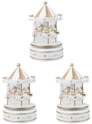 Ciieeo Carillon Giostra Natalizio in Legno Decorazione Casa 3 Pezzi Ornamenti per Bambini Atmosfera Festiva E Arredo Stanza