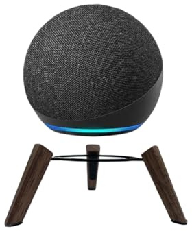 Soporte de trípode de madera real para Alexa Echo Dots (4ª generación) (5ª generación), soporte de madera con marco de metal y patas de cápsula de silicona, soporte de madera seguro y estable para