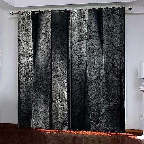 Verdunklungsvorhänge Kinderzimmer Graue Steinwand 2 Stück Vorhang Blickdicht Ösenschal Kindergardinen Junge Verdunklungsgardine Größe: 2 X 2 X 110 X 215 Cm - Rauschunterdrückung Wärmedämmun -9X4X9P2G5