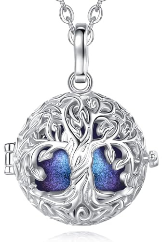EUDORA Harmony Ball Collana Bola in Gravidanza per Donne Mamma, Ciondolo con Carillon Musicale Albero della Vita Sfera Bola per Gioielli Chiamata agli Angeli, 45+30 (Viola Scuro)